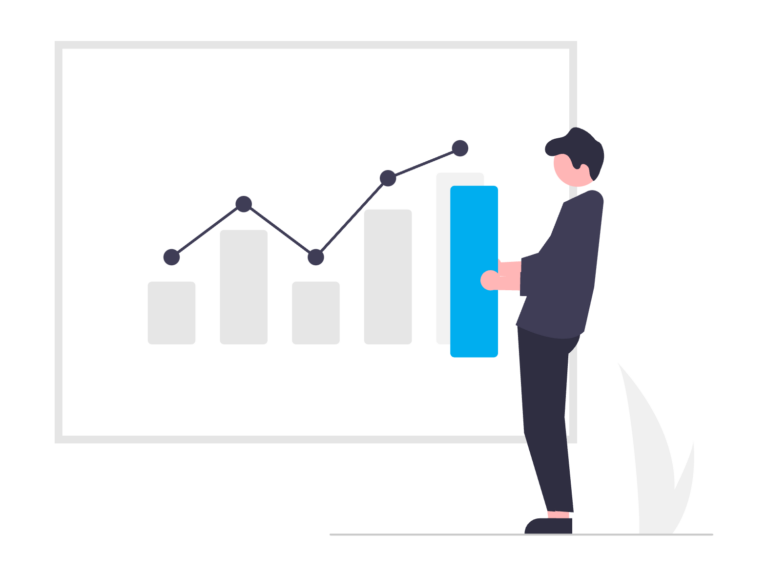 An illustration of a person adjusting a graph.