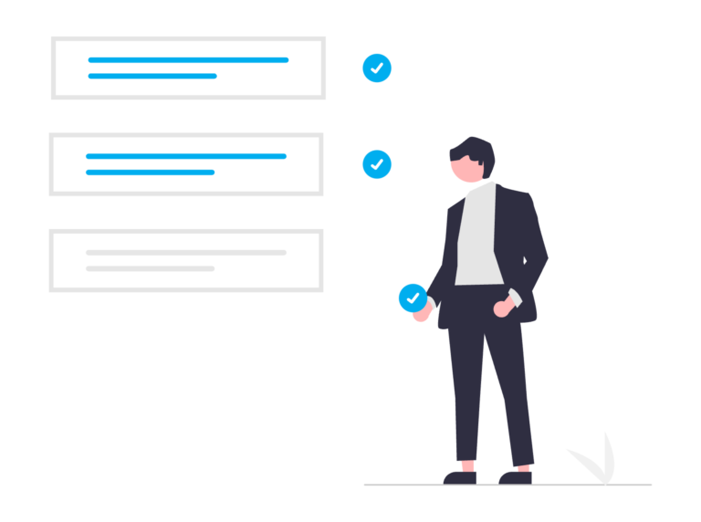 An illustration of a person next to a checklist.